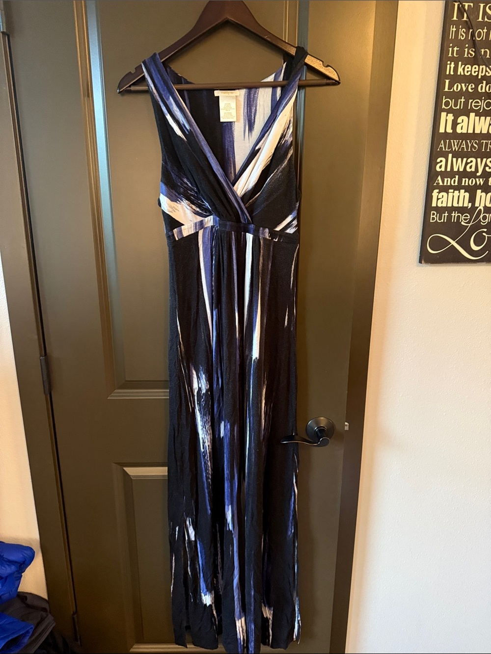 Matty M Black and Blue Abstract Print Maxi Dress
